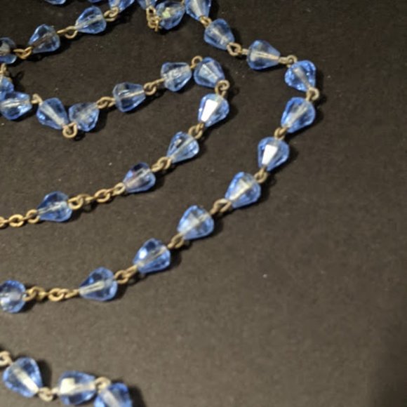 Vintage Big Blue Faceted Crystal Rosary - Picture 4 of 8